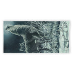 Howling Snowy Wolf Painting Print Beach Towel