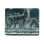 Howling Snowy Wolf Painting Print Bifold Wallet