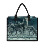 Howling Snowy Wolf Painting Print Canvas Tote Bag