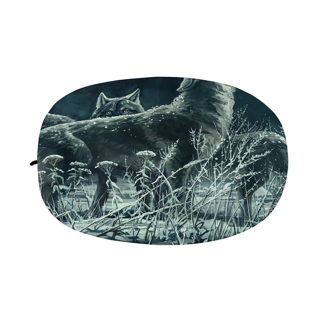 Howling Snowy Wolf Painting Print Car Side Mirror Covers