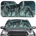 Howling Snowy Wolf Painting Print Car Windshield Sun Shade
