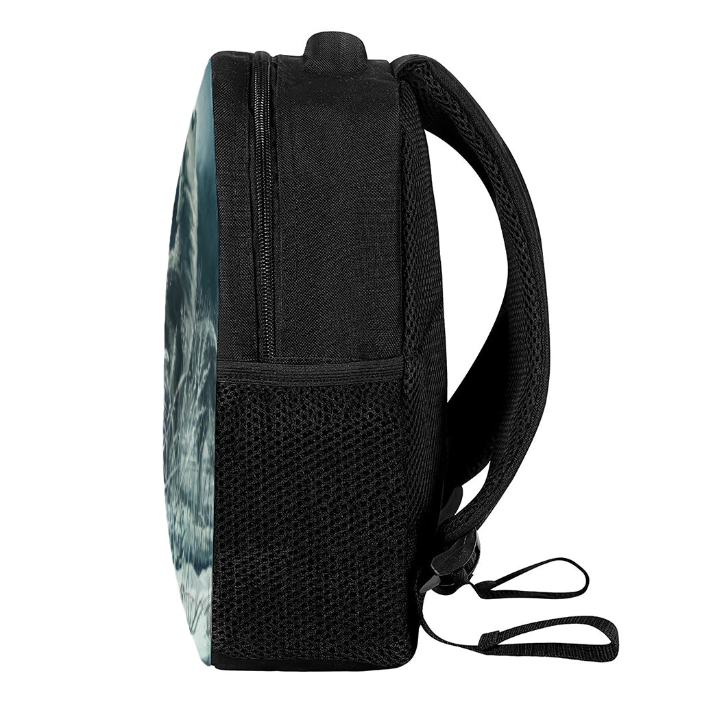 Howling Snowy Wolf Painting Print Casual Backpack