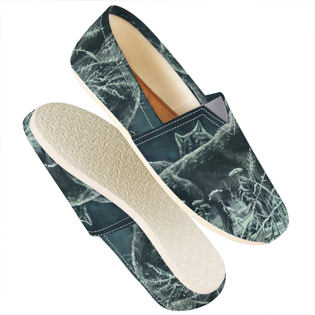 Howling Snowy Wolf Painting Print Casual Shoes