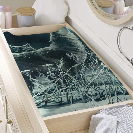 Howling Snowy Wolf Painting Print Changing Pad Cover