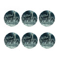 Howling Snowy Wolf Painting Print Coaster Set