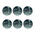 Howling Snowy Wolf Painting Print Coaster Set