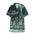 Howling Snowy Wolf Painting Print Cotton Hawaiian Shirt