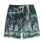 Howling Snowy Wolf Painting Print Cotton Shorts