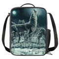 Howling Snowy Wolf Painting Print Crossbody Lunch Bag