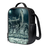 Howling Snowy Wolf Painting Print Crossbody Lunch Bag