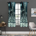 Howling Snowy Wolf Painting Print Grommet Curtain Panels