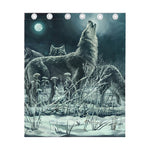 Howling Snowy Wolf Painting Print Curtain