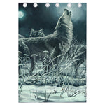 Howling Snowy Wolf Painting Print Curtain