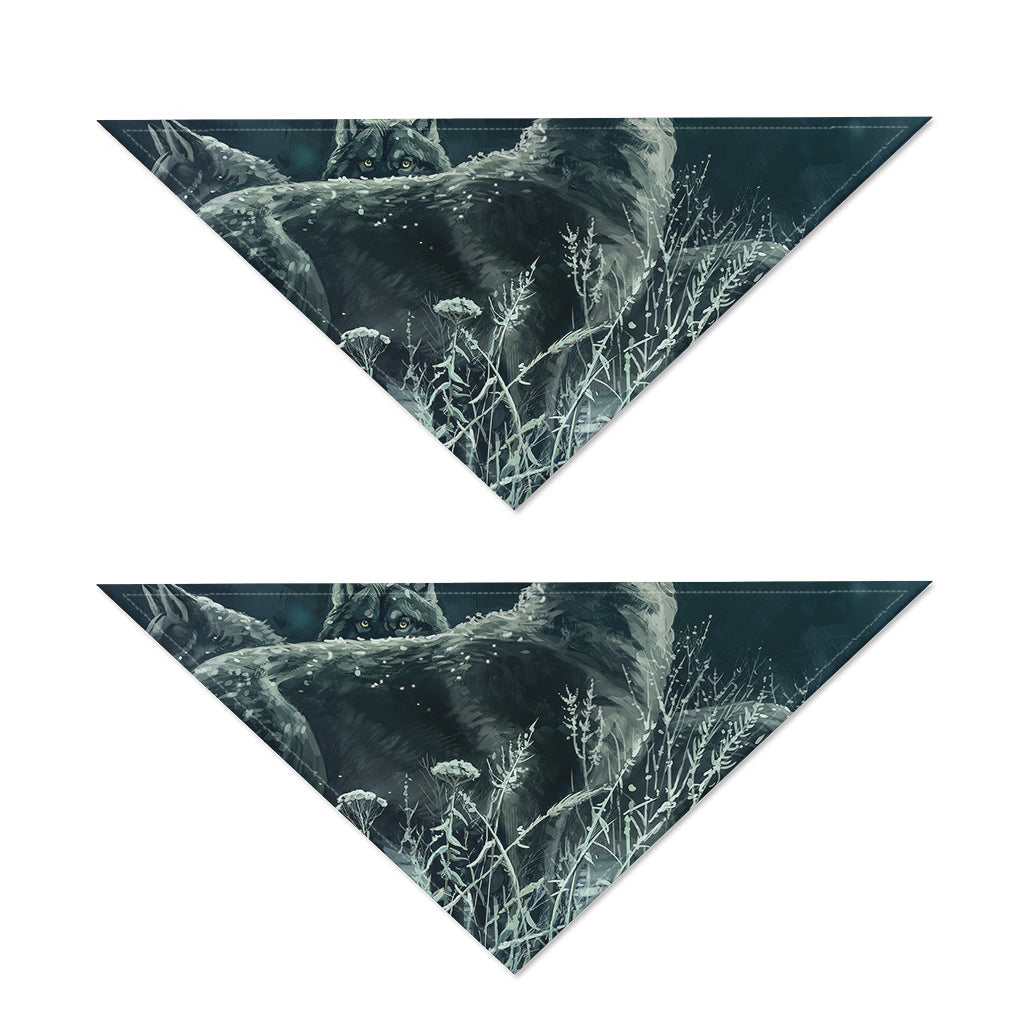 Howling Snowy Wolf Painting Print Dog Bandana
