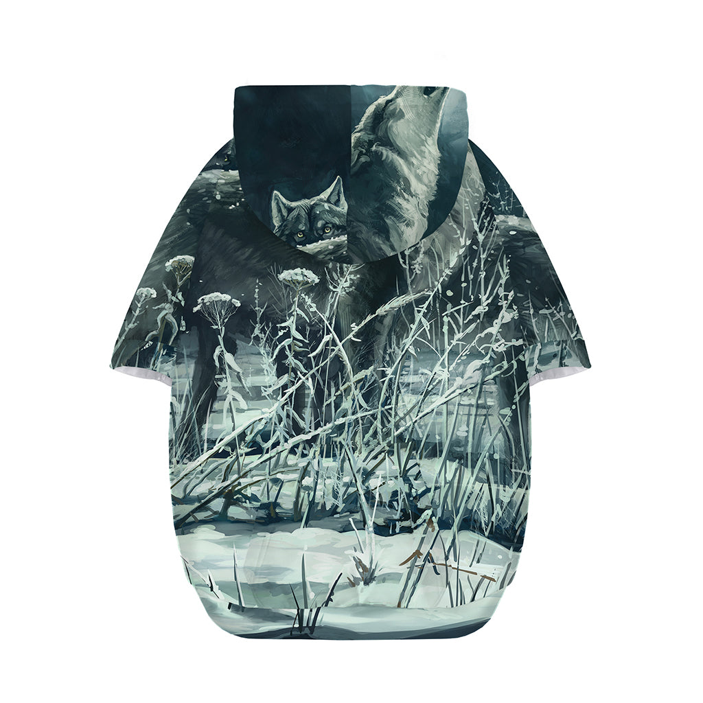 Howling Snowy Wolf Painting Print Dog Zip Up Hoodie
