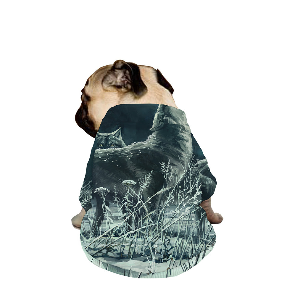 Howling Snowy Wolf Painting Print Dog Zip Up Jacket