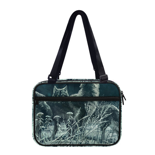 Howling Snowy Wolf Painting Print Double Strap Bible Bag