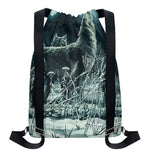 Howling Snowy Wolf Painting Print Drawstring Backpack
