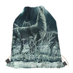 Howling Snowy Wolf Painting Print Drawstring Bag