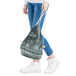 Howling Snowy Wolf Painting Print Drawstring Bag