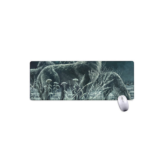 Howling Snowy Wolf Painting Print Extended Mouse Pad