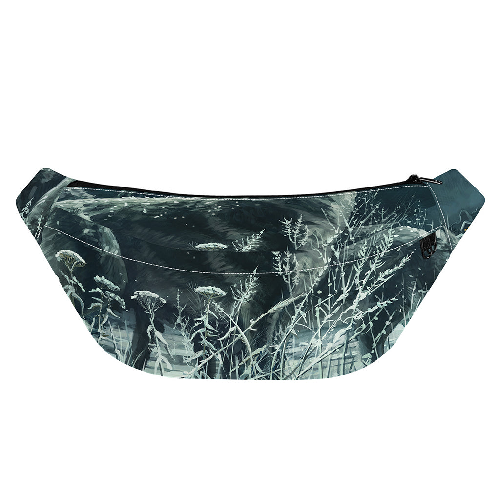 Howling Snowy Wolf Painting Print Fanny Pack