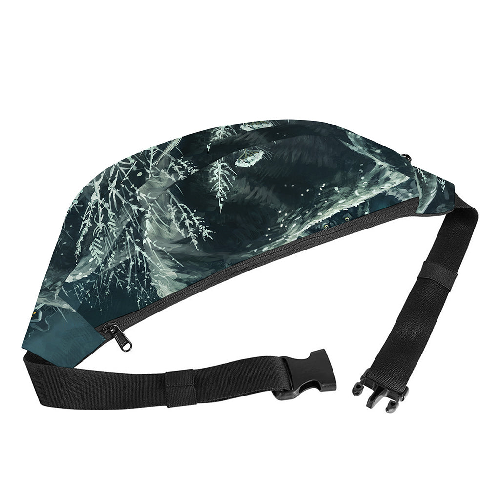 Howling Snowy Wolf Painting Print Fanny Pack