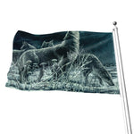 Howling Snowy Wolf Painting Print Flag