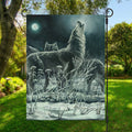 Howling Snowy Wolf Painting Print Garden Flag