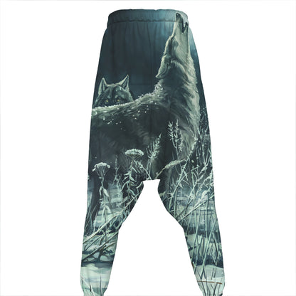 Howling Snowy Wolf Painting Print Hammer Pants
