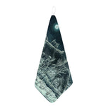 Howling Snowy Wolf Painting Print Hand Towel