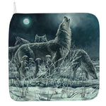 Howling Snowy Wolf Painting Print Hand Towel