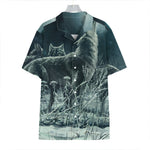 Howling Snowy Wolf Painting Print Hawaiian Shirt