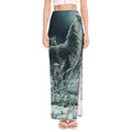 Howling Snowy Wolf Painting Print High Slit Maxi Skirt