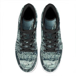 Howling Snowy Wolf Painting Print High Top Leather Sneakers