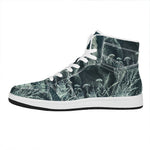 Howling Snowy Wolf Painting Print High Top Leather Sneakers