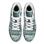 Howling Snowy Wolf Painting Print High Top Leather Sneakers