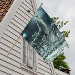 Howling Snowy Wolf Painting Print House Flag