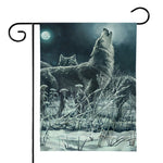 Howling Snowy Wolf Painting Print House Flag