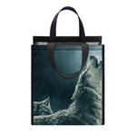 Howling Snowy Wolf Painting Print Insulated Lunch Tote
