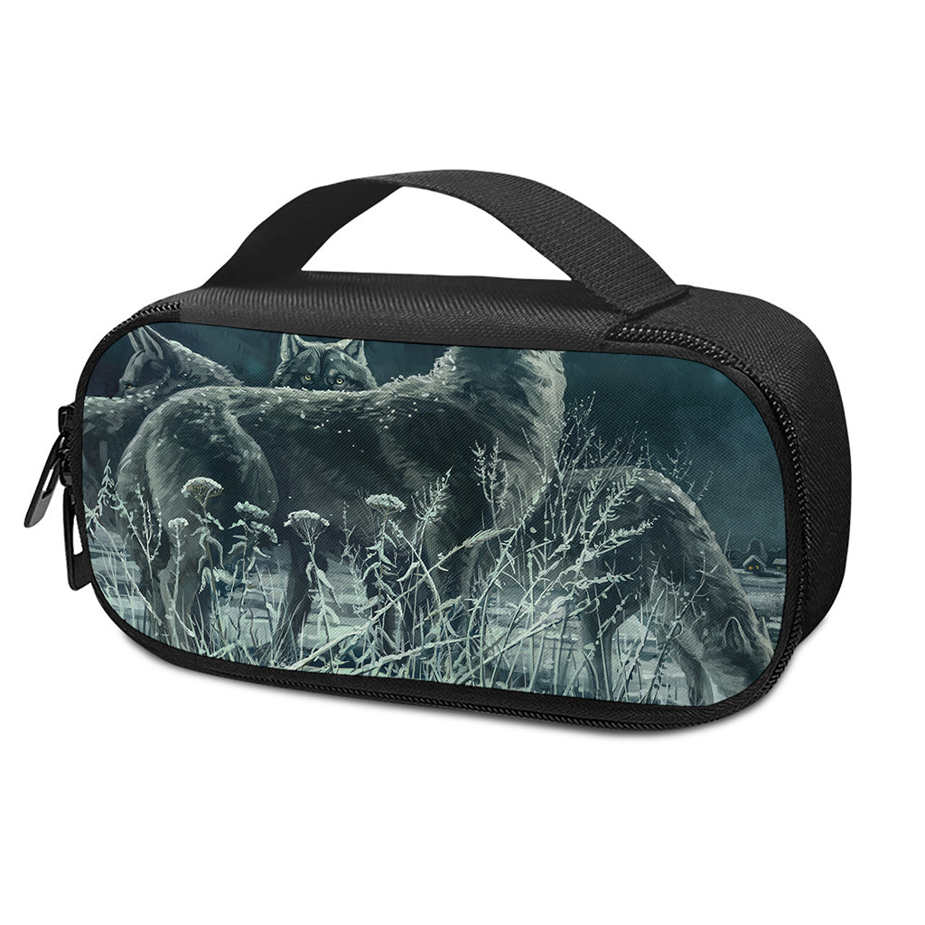 Howling Snowy Wolf Painting Print Insulin Cooler Travel Case