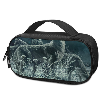 Howling Snowy Wolf Painting Print Insulin Cooler Travel Case