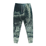 Howling Snowy Wolf Painting Print Jogger Pants
