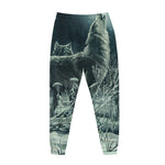 Howling Snowy Wolf Painting Print Jogger Pants