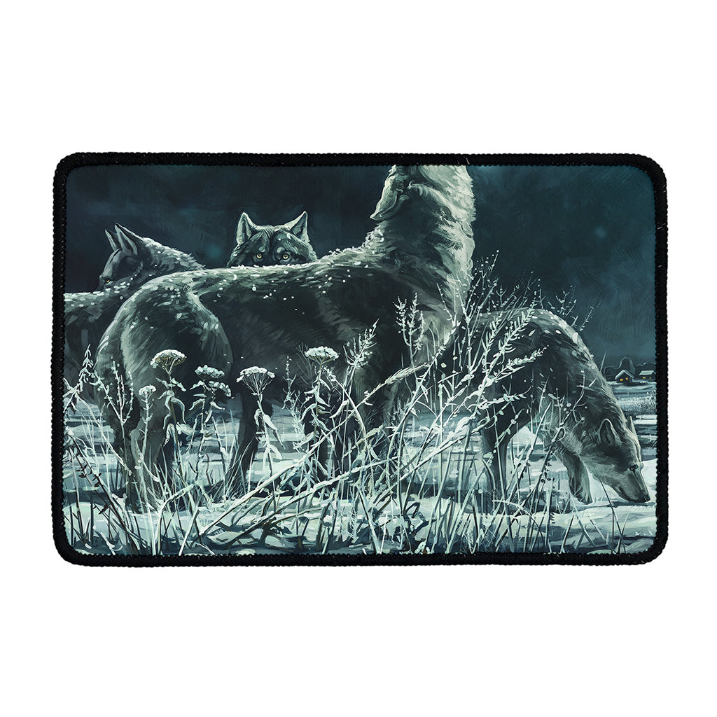 Howling Snowy Wolf Painting Print Kitchen Mat