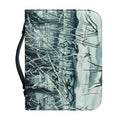 Howling Snowy Wolf Painting Print Leather Bible Cover