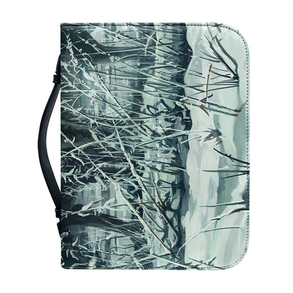 Howling Snowy Wolf Painting Print Leather Bible Cover
