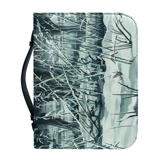 Howling Snowy Wolf Painting Print Leather Bible Cover
