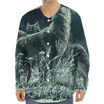 Howling Snowy Wolf Painting Print Long Sleeve Baseball Jersey