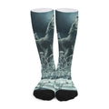 Howling Snowy Wolf Painting Print Long Socks